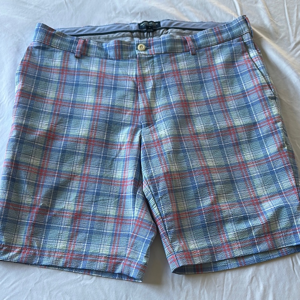 Peter Millar - Matlock Seersucker Performance Short - 35 - Blue Plaid